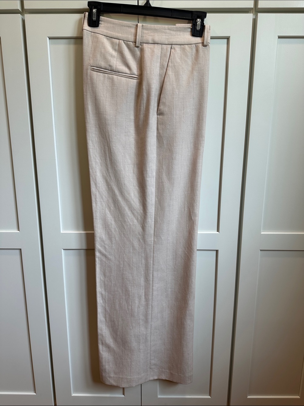 Ann Taylor Tailored Straight-Leg Trousers in Light Beige